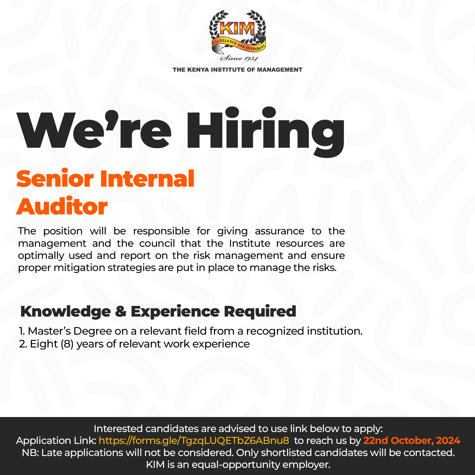 SENIOR INTERNAL AUDITOR